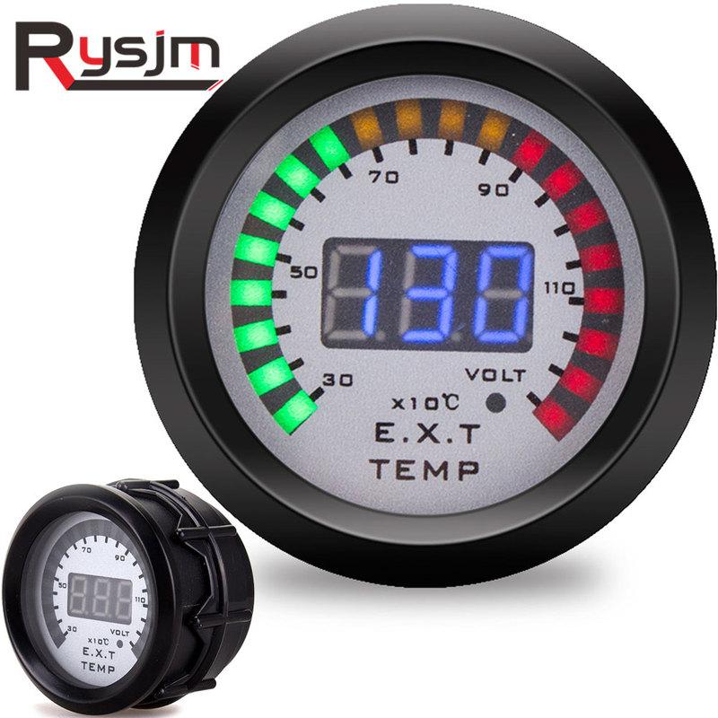 52MM Digital LED EXT Exhaust Gas Temp Gauge + Voltmeter Voltage Air Fuel Auto Car Styling EGT Temperature Gauge Car Meter