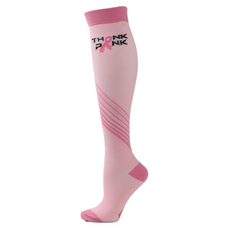 Colorful Ribbon Compression Socks with AIDS Logo for Nurses, Cycling, Running, and Sports