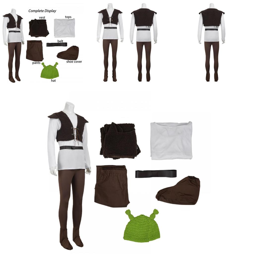 Costume da Cosplay di Shrek in Tessuto Poliestere per Eventi di Role Play di Halloween