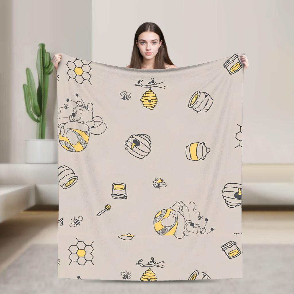 W-Winnies the P-Pooh Blankets Quality Warm Soft  Bedding Throws Winter Kids Adult Couch Chair Aesthetic Bedspread