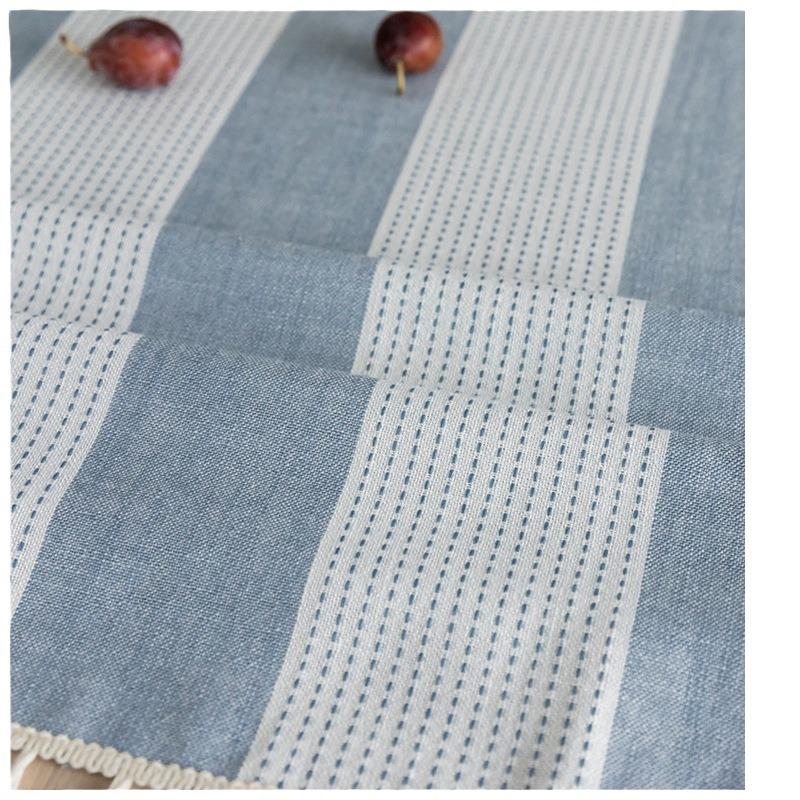 Plain Imitation Cotton And Linen Fringed Tablecloth Geometric Striped Lace Rectangular Coffee Table Cloth