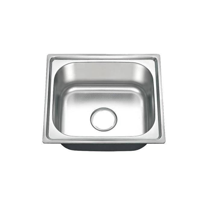 Évier Inox Rectangulaire - GENERIQUE - 460x400x200mm - Kit D'évacuation Inclus
