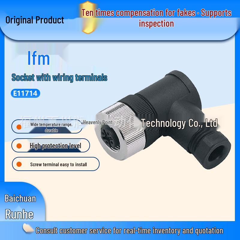 Brand New Original E11714 IFM Sensor Pluggable Socket, Wide Temperature Range E11714