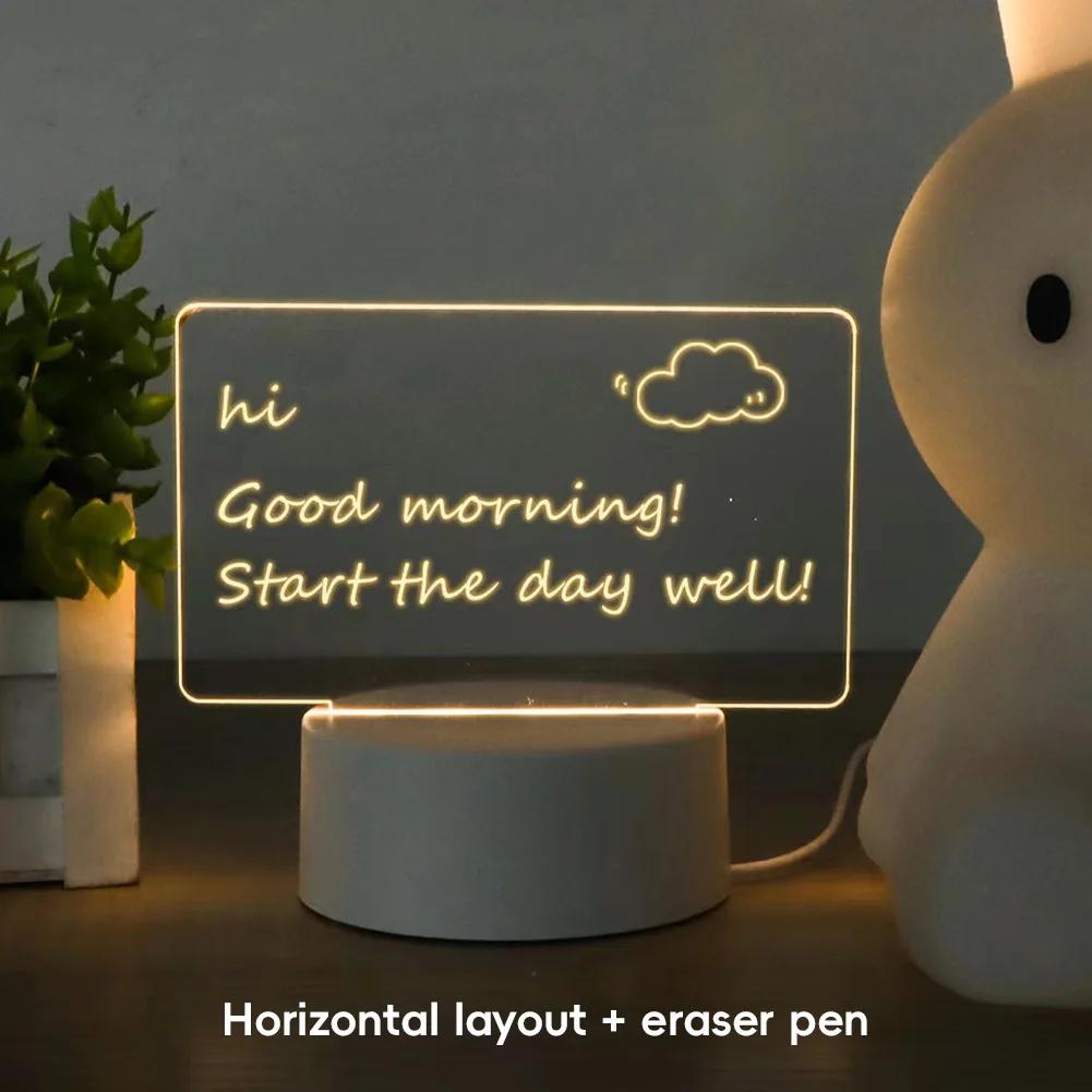 3D Sticky Note Message Board Home Decor Night Light USB Charging Warm Light Desk Bedside Lamp Kids Girlfriend Gift