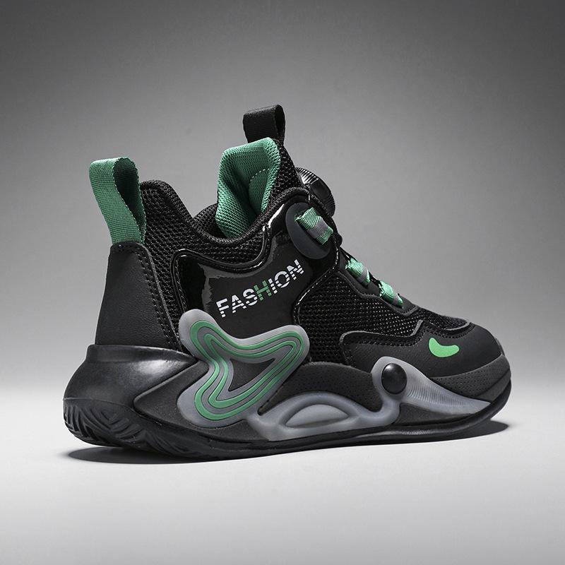 Children's sports shoes Double net breathable middle and older children's casual basketball shoes Boys and girls students competition training shoes 2