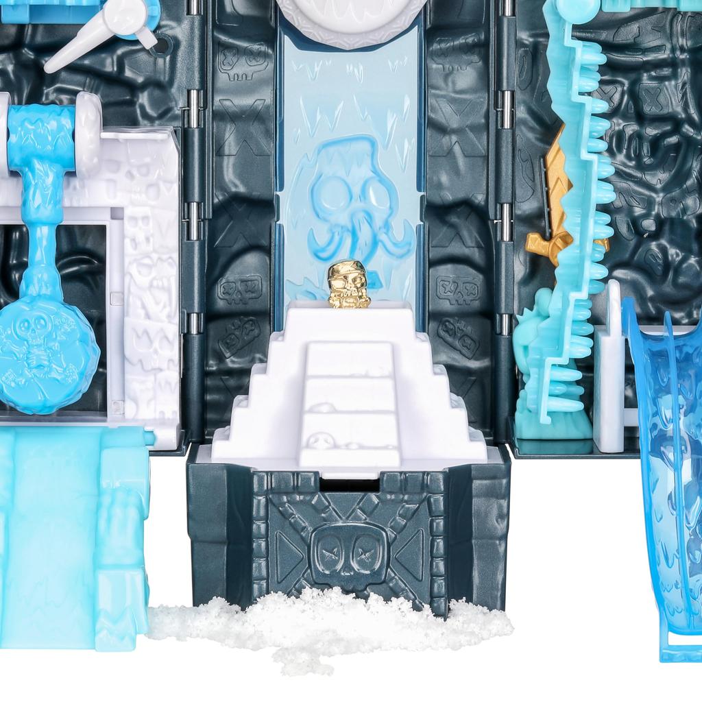 Treasure X Lost Lands Skull Island Frost Tower Mikro hrací set, 15 úrovní dobrodružství Přežijte pasti a objevte 2 akční figurky mikro velikosti Budete