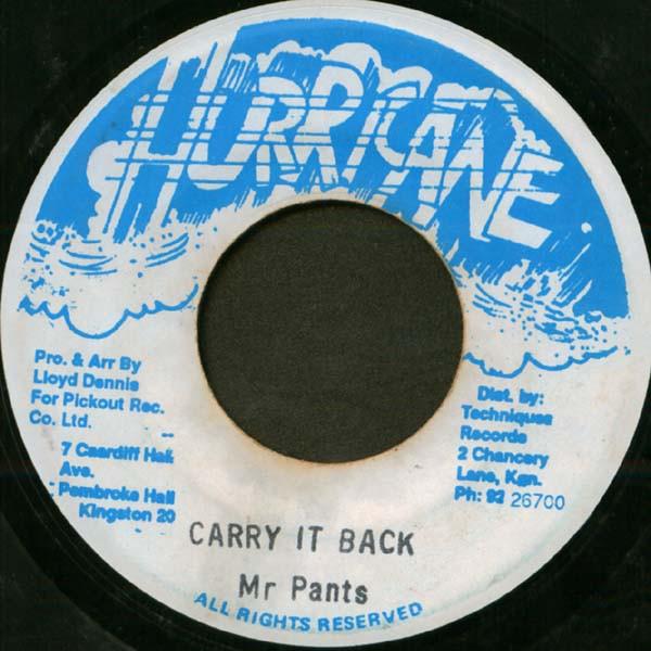 

7inch Record MR. PANTS Carry It Back NONE Hurricane Jamaica Reggae Ska Dub Used