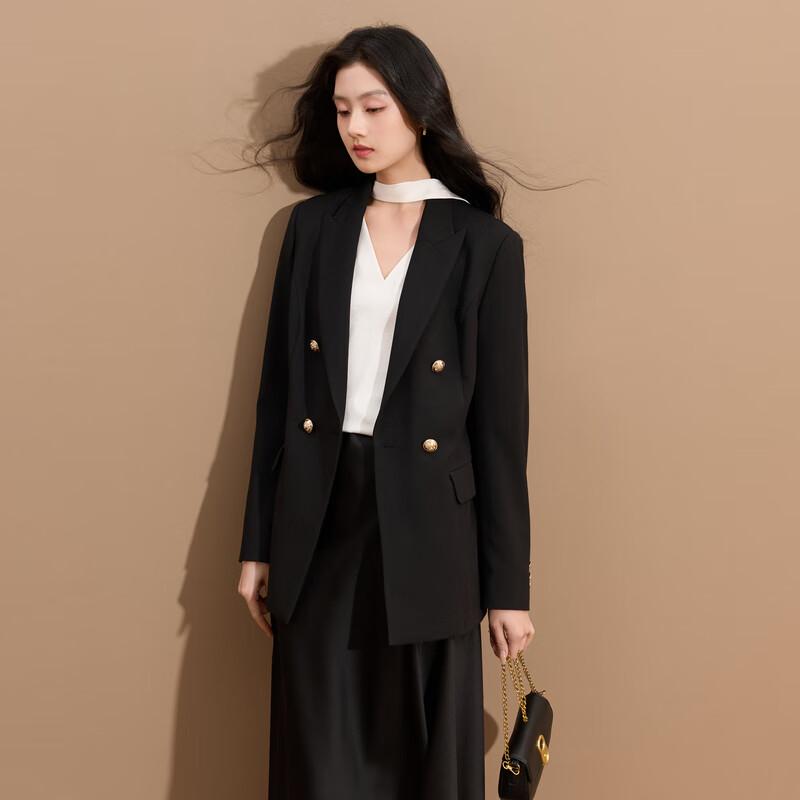 Sancai 2025 Podzimní neformální dvouřadový sako s páskem