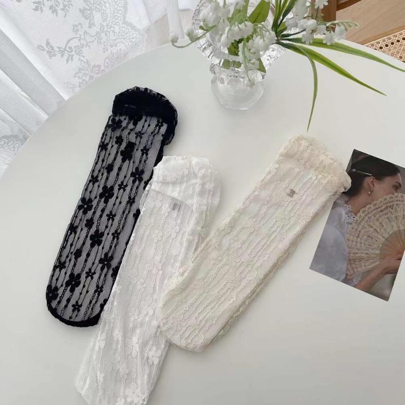 Lace Socks Pile Socks Spring And Autumn Lace Socks Womens Medium Tube Thin White Princess Socks Long Socks Mary Jane Socks