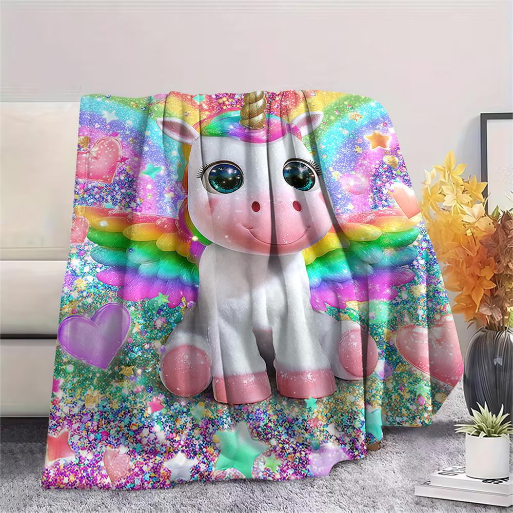 Unicorn Print Flannel Blanket, High Quality Comfortable for All Seasons, Home Decor, Warmth and Comfort, Perfect for Christmas Gifts