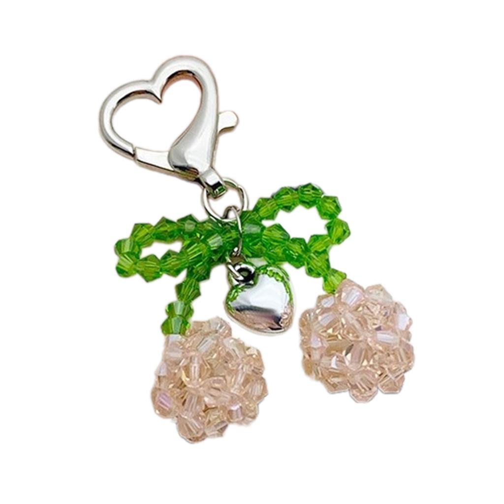 Elegant Crystal Beaded Bowknot Keyring Sweet Cherries Bowknot Key Chain with Crystal Beads Personalized Keyring Ornament