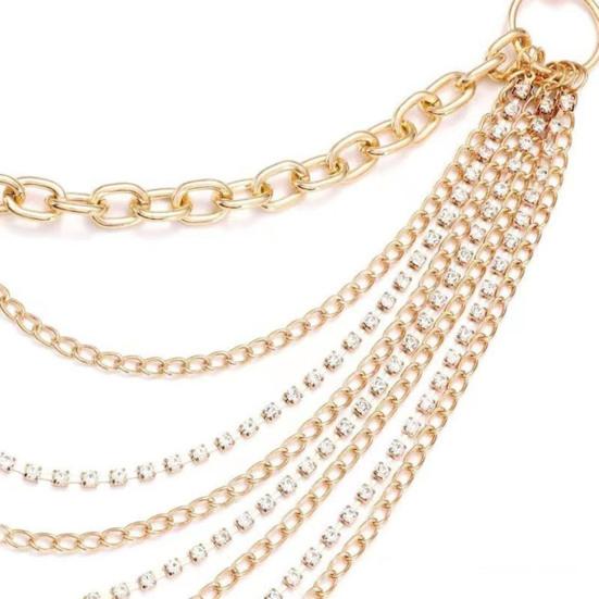 Damelegering midjekjede Flerlags kjede kvast magekjede Justerbar sele Gotisk midjekjede Klærtilbehør