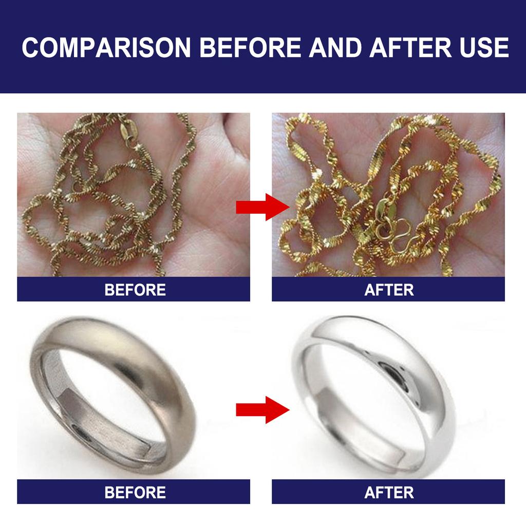 Professional Jewelry Cleaner Solution for Gold Silver Diamond Ring Necklace Gemstone Polish Shine Restore