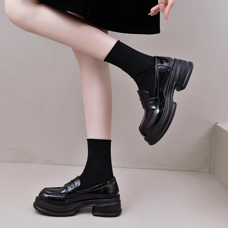 British Style Platform Small Leather Shoes Women's 2025 New Spring and Summer Versatile Black Jk Single Shoes Muffin Loafers Ins Tide