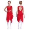 Kids Girls Ballet Dress Lyrical Dance Costume Dancewear Sleeveless Cut Out Gymnastics Leotard for Dancing Children Ice Skating Dresses