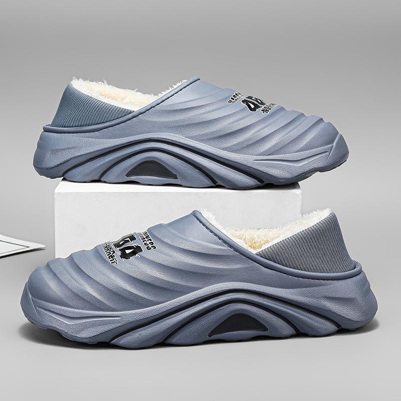 Cotton slippers men's autumn and winter indoor non-slip thick-soled bag and slippers lightweight velvet thermal cotton shoes