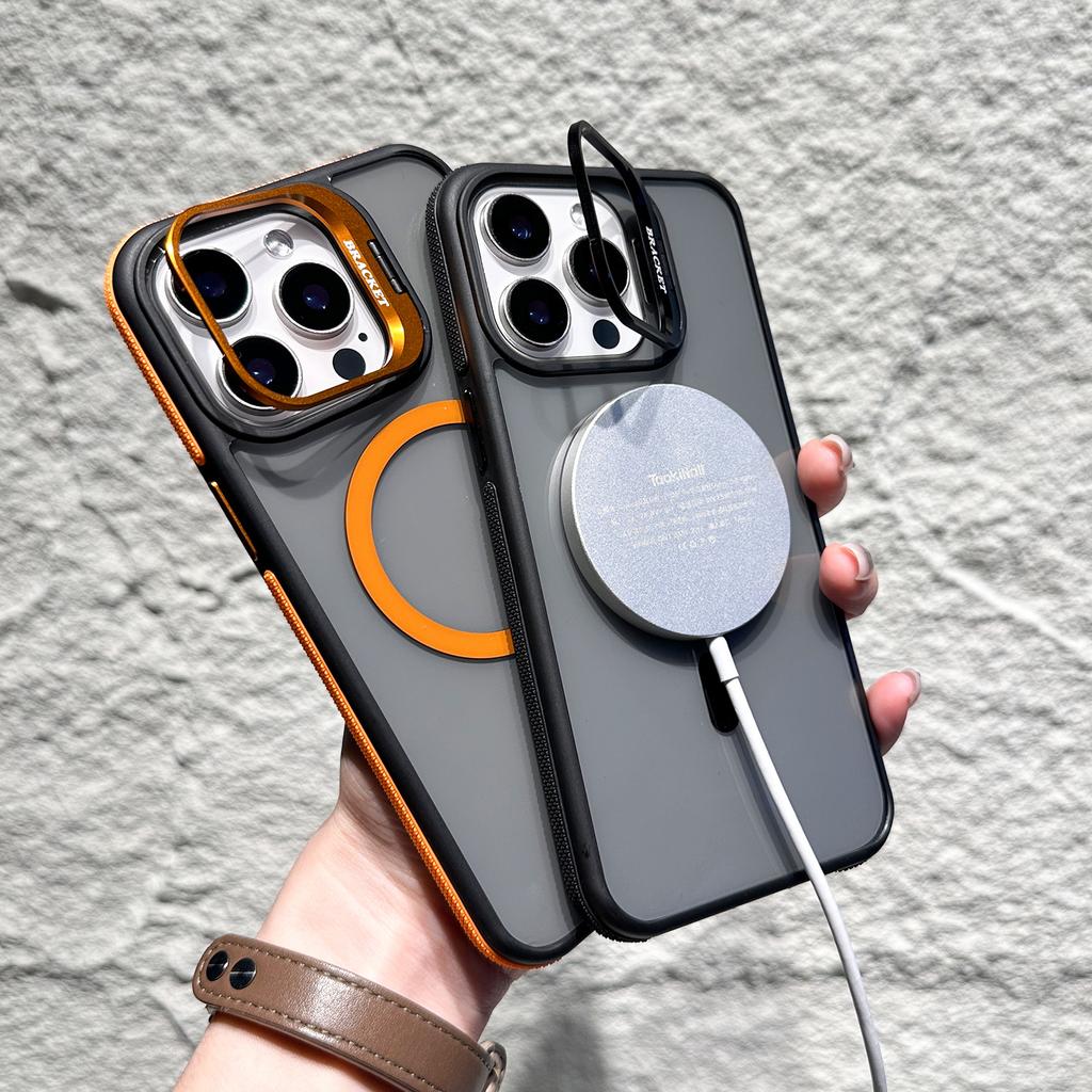 Schwarze transparente Apple IPhone 16 Handyhülle Rutschfest Transparent 15Pro Lidun Zweifarbige Magnetische Hardware Objektivhalter
