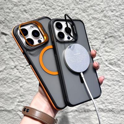 Schwarze transparente Apple IPhone 16 Handyhülle Rutschfest Transparent 15Pro Lidun Zweifarbige Magnetische Hardware Objektivhalter