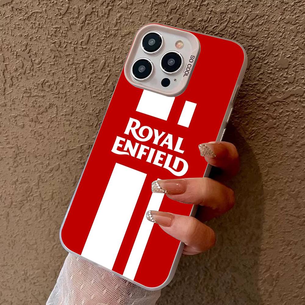 R-ROYALS E-ENFIELDS Logo Phone Cover For IPhone 16 15 14 13 12 11 17 Pro Max Plus Color Silver Shell