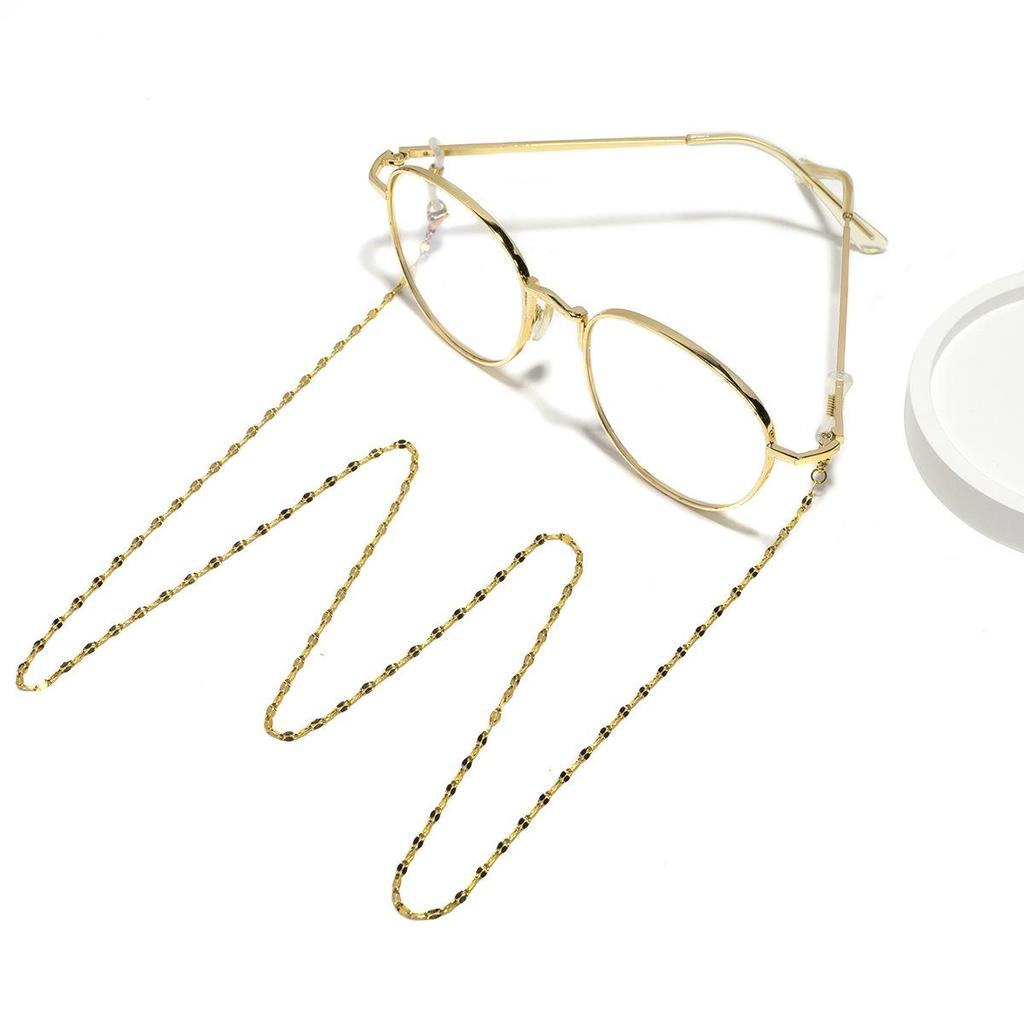 Elegant Gold-Plated Stainless Steel Lips & Mask Lanyard: High-End Titanium Eyeglass Chain