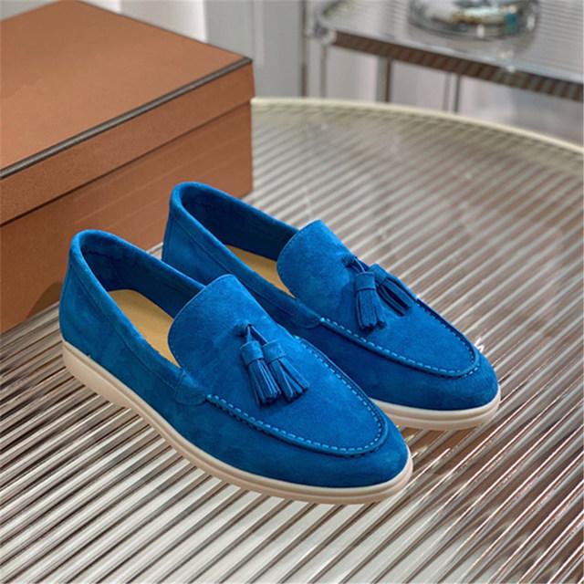 Pantofi retro Femei din piele de înaltă calitate Pantofi cu toc joasă ciucuri Moda Mocasini comozi Pantofi plati