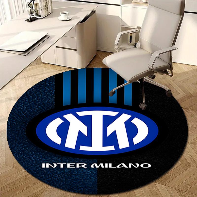 1pc I-Internazionale Milano Print Round Carpet Chair Round Carpet Suitable for Bedroom Living Room Home Decorative Carpet