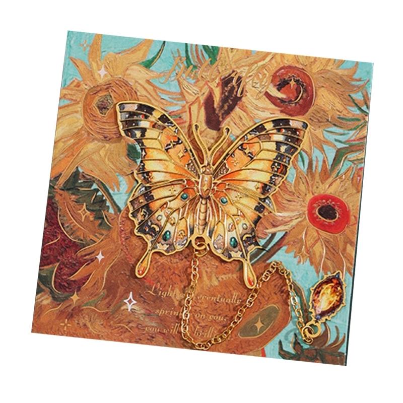 Engraved Butterfly Bookmarks with Pendant Butterfly Metal Bookmarks for Teacher Book Lover Adult Reading Accessories