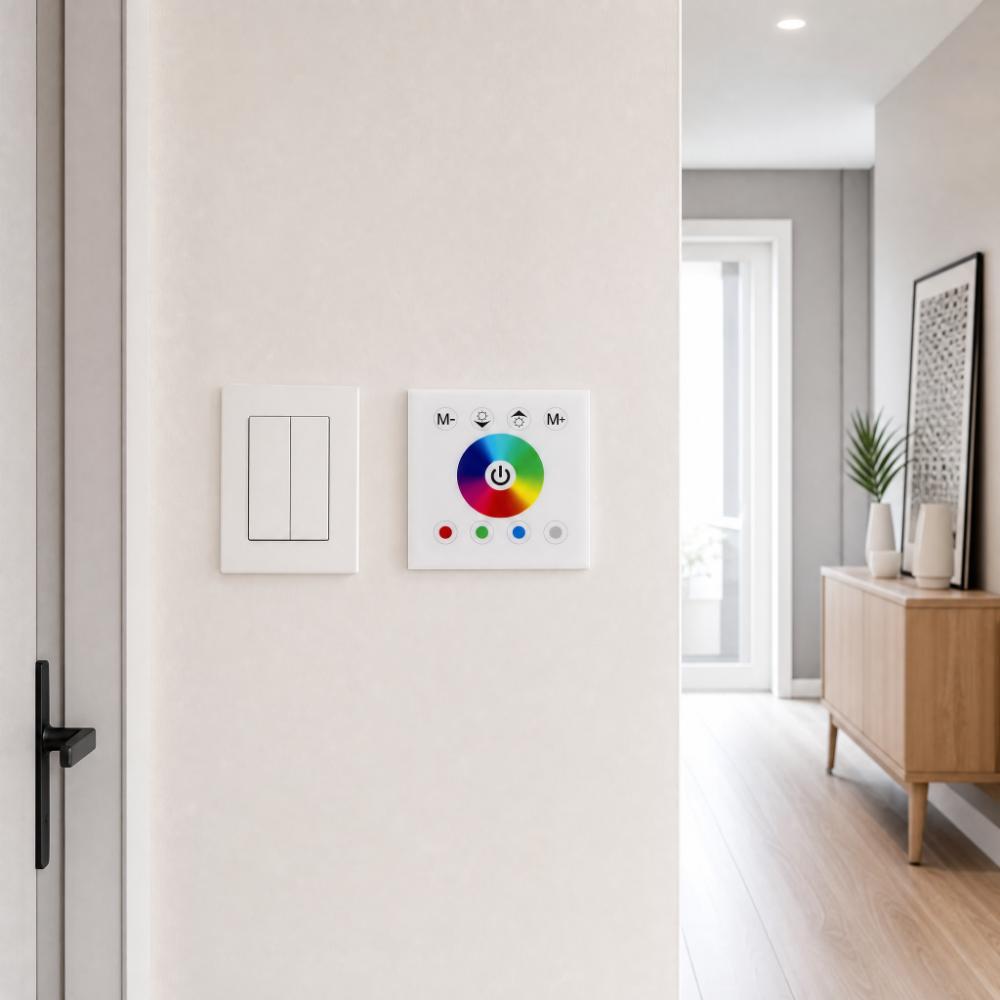 12-24V DC Input LED Touch Panel Controller 4 Channels Touch Panel Dimmer Wall Mounted Installation белый