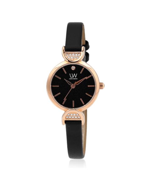[RANZ] RANZ Women s Pearl Leather Band Black Watch LA1270 none