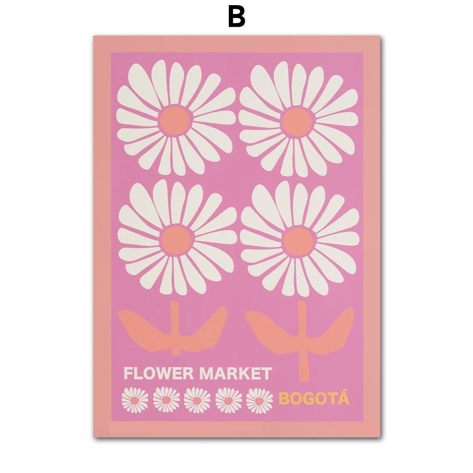 Retro Flower Market Abstract Peony Pansy Anemone Wall Art Canvas Painting Nordic Posters Prints Pictures For Linving Room Decor