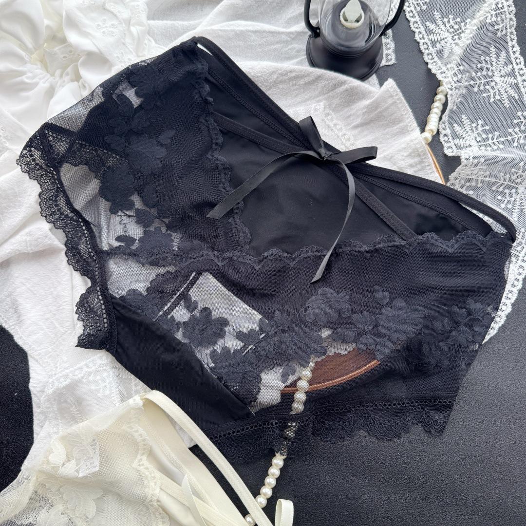 

Ladies Spring and Summer Sexy Lace Hollow Ice Screen Gauze Briefs L чёрный