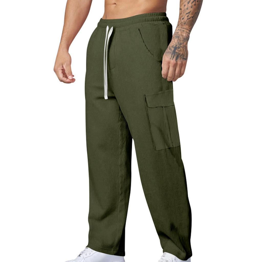 Men's Retro Casual Workwear Pants, Men's Corduroy Versatile Loose Wide Leg Pants