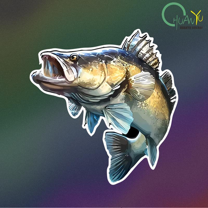 Adesivo in PVC Pesca Pesce Grande Spigola Adesivo per Auto Impermeabile per Paraurti Finestrino Posteriore Laptop