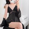 New Product Live Broadcast Women's Ice Silk Summer Sexy Pure Desire Pajama Set Suspender Nightdress Backless Simulation Silk Nightgown Bathrobe