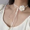 Vintage Rose Choker Necklace Lace-up Design Pendant for Women