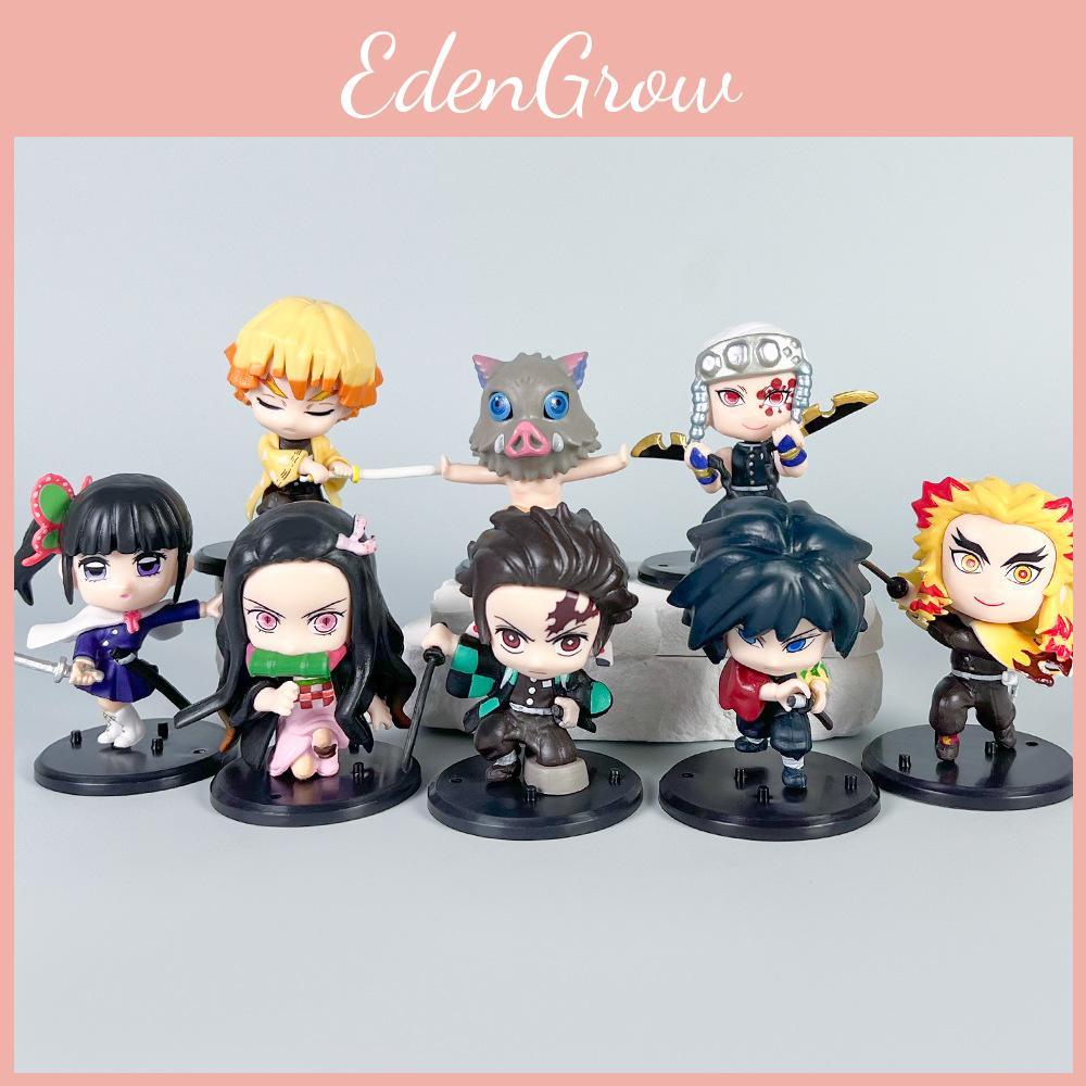 Demon Slayer Pvc Figure Set With 8 Chibi Characters For Collectors And Anime Fans