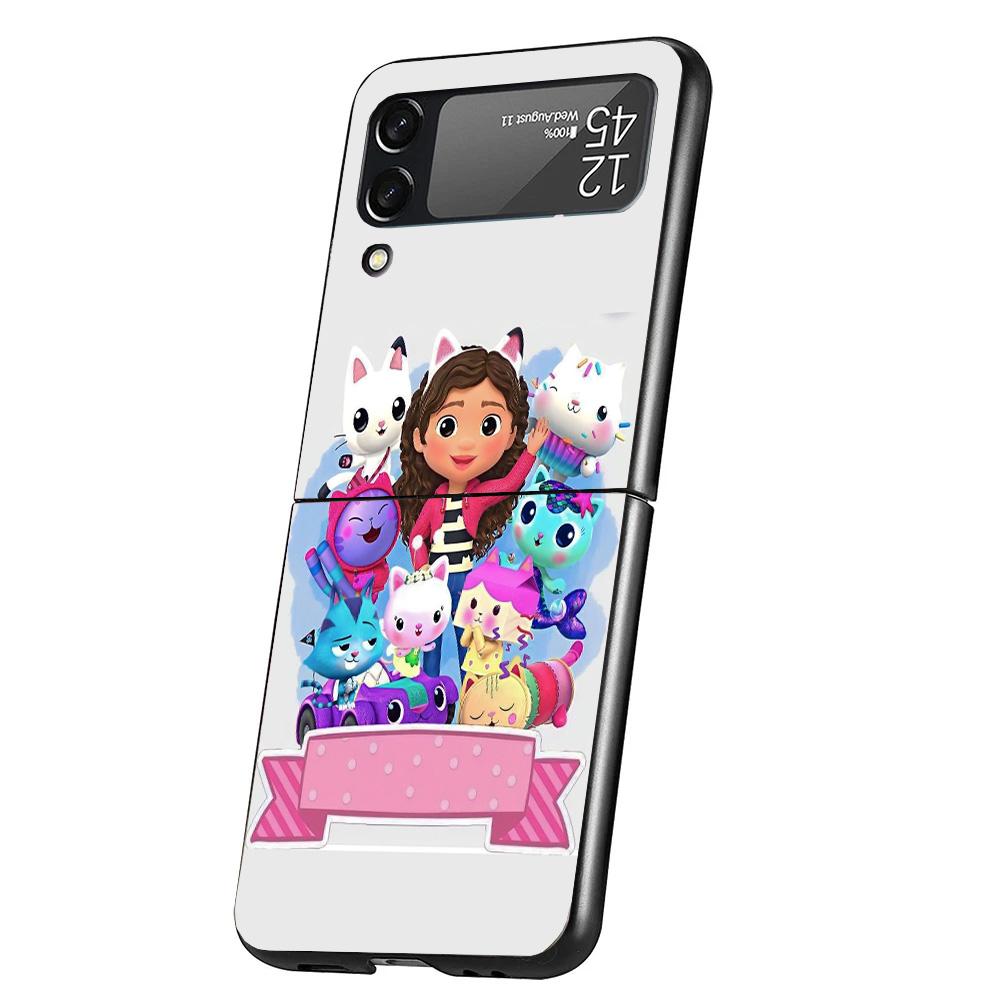Cartoon Gabbys Dollhouse Cover Phone Case For Samsung Galaxy Z Flip 7 6 5 4 3 5G Flip7 Flip6 Flip5 Flip4 Flip3 Black Fundas Shel