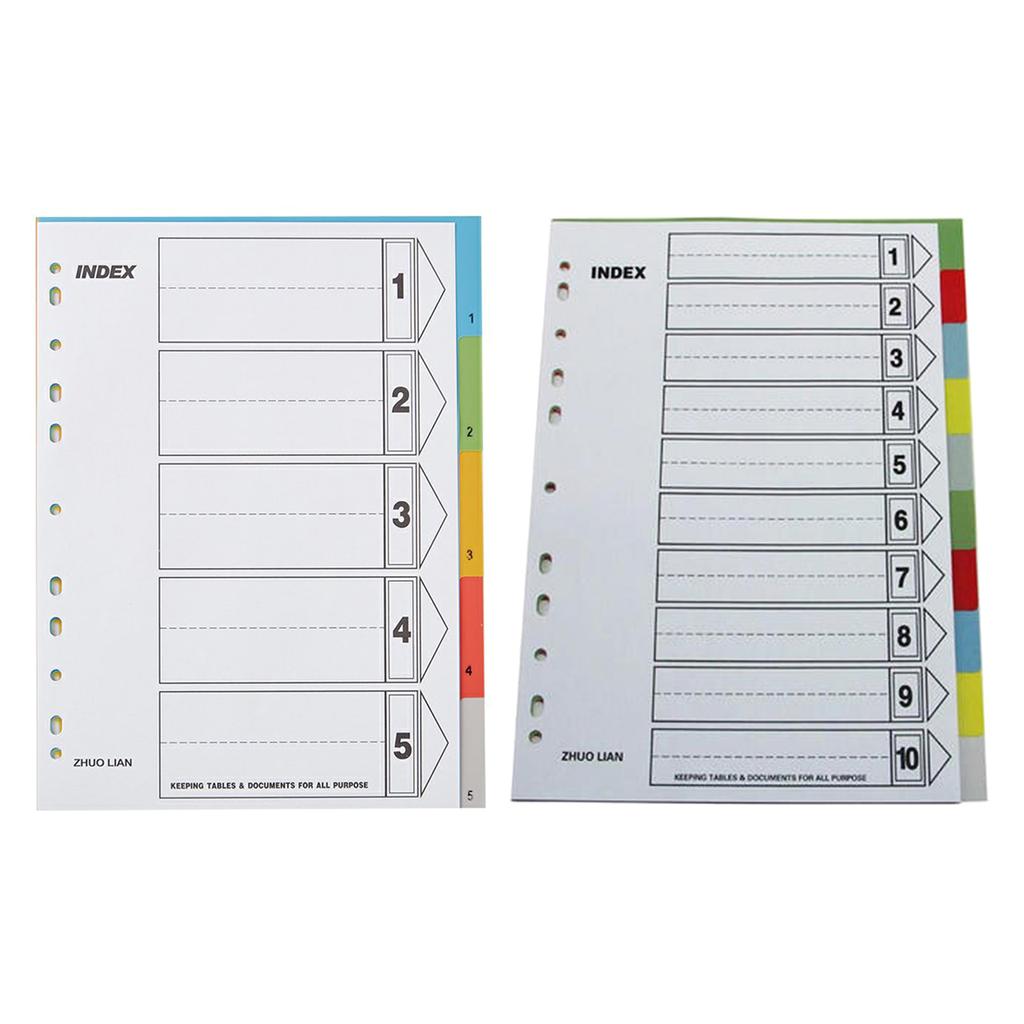 2x A 4 File Dividers Multifunctional Index Dividers Folder Dividers for Students