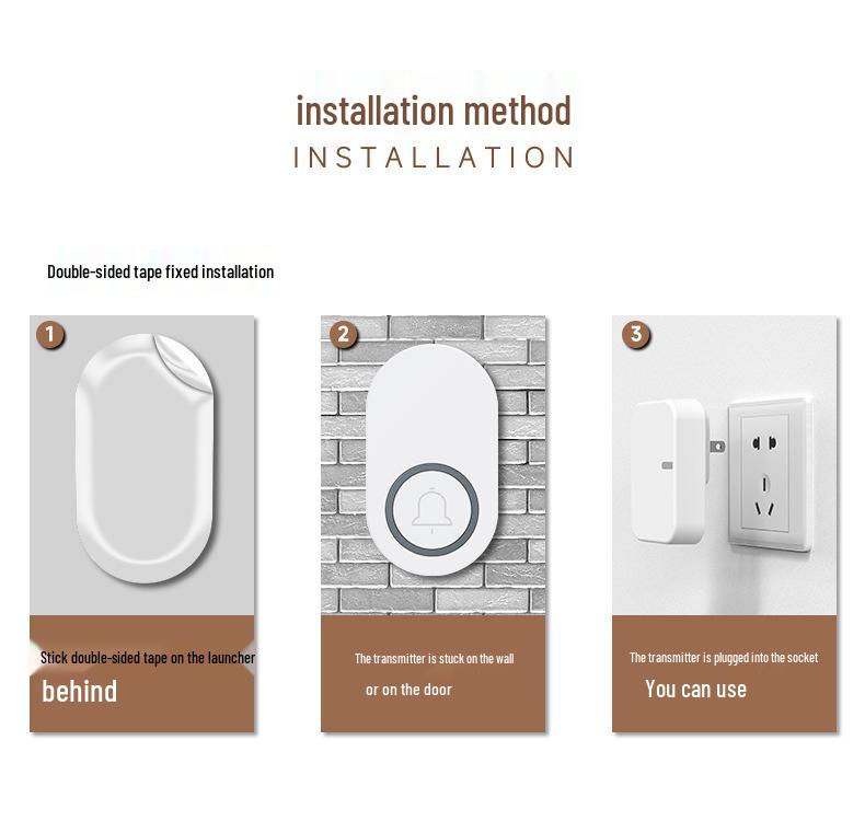 433 Wireless Waterproof Kinetic Doorbell – Battery-Free Smart Home Security Doorbell