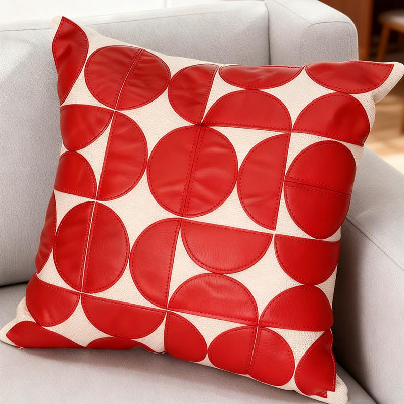 45×45Cm Lmitation Leather Cushion Cover Coffee Orange Red Pillowcase Patch Sofa Chair Bed Pillow Cover Home Decoration Detachabl