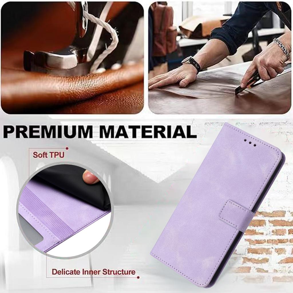 For Samsung Galaxy S25+/S24+ Mobile Phone Cover Skin-Touch PU Leather Anti-Scratch Stand Phone Case