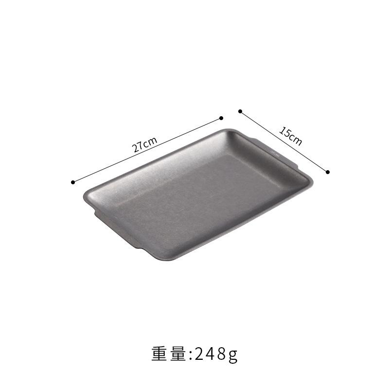 Retro Korean Style Stainless Steel Rectangular Plate Steak Barbecue Snack Storage Tray Kitchen Accessories