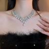 Elegant Rhinestone Faux Pearl Geometric Earrings & Necklace Set
