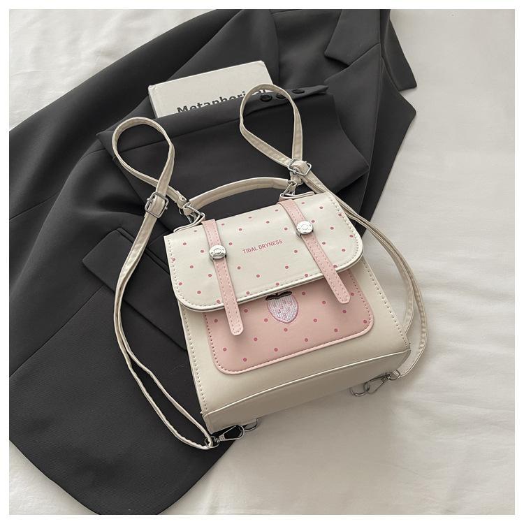 Schoolbag Simple Korean Version Niche Backpack Women's 1011 New Fashion Versatile Portable Polka Dot Backpack Student Class Bag