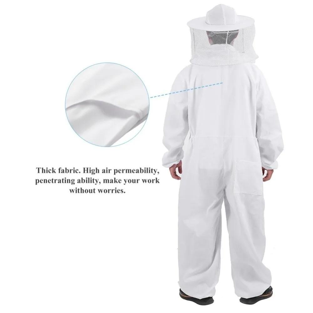 Professional Beekeepers Bee Suit Breathable Veil Hood Hat Beekeeping Suit Jumpsuit Zipper Elastic Cuff Bee Repellent Clothing
