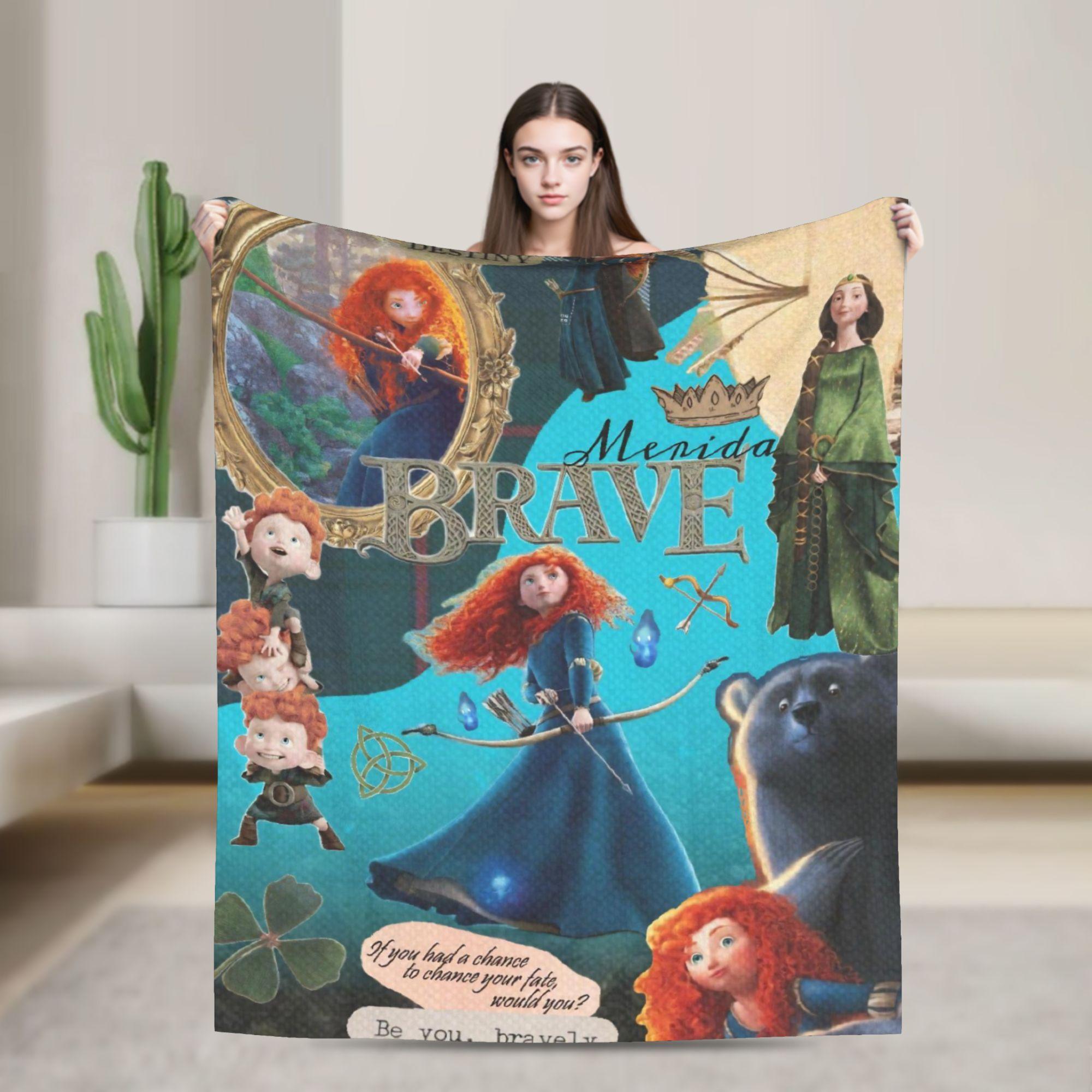 

Brave Merida Princess Blanket Fleece Decoration Archery Cartoon Movie Multifunction Lightweight Throw Blankets for Car 30x40in