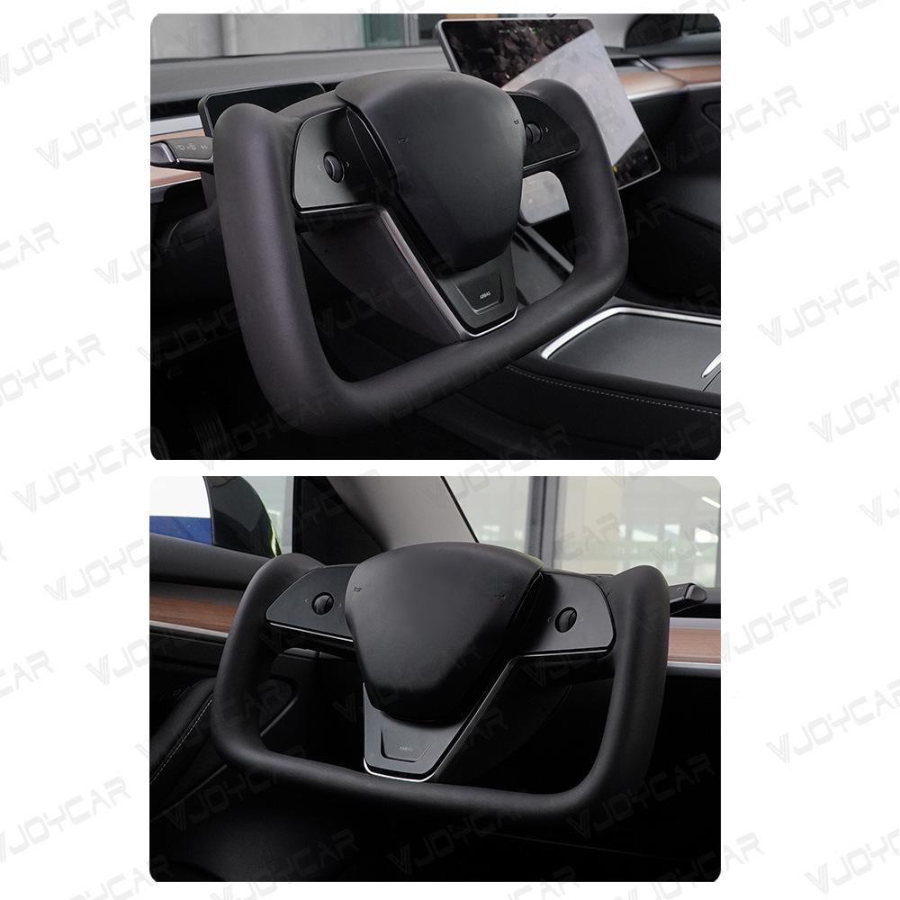 Tesla Yoke Steering Wheel 2.0 Leather Stitch Color Block Cover for Model 3 & Model Y