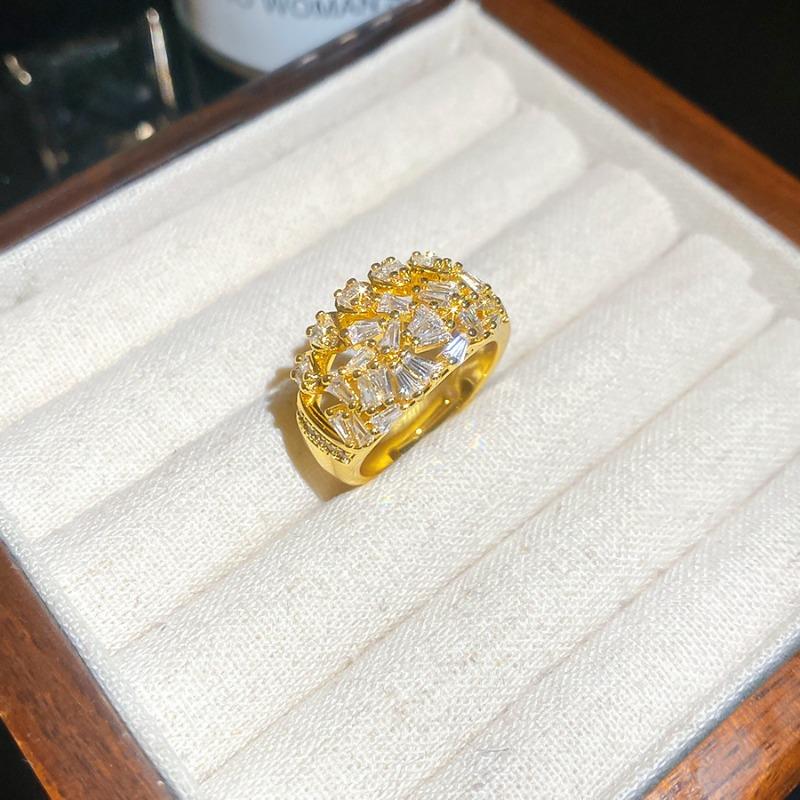 K real gold electroplated zircon multi-layer fashion ring light luxury high-end index finger ring court style temperament ring female
