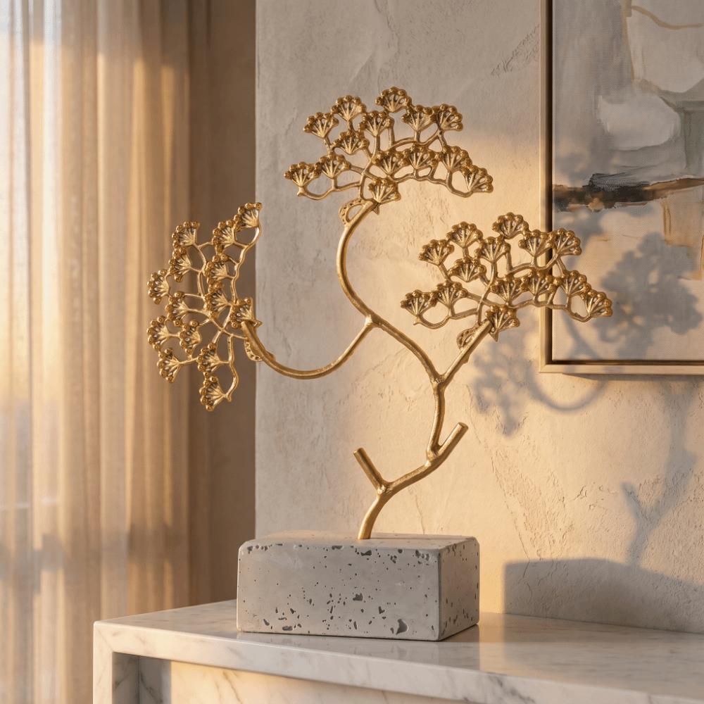 Welcome Pine Gold Metal Welcome Pine Tabletop Ornament  Shop Cashier Counter Decorative Display S