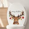 Festive Window Clings Christmas Elk Toilet Seat Cover Sticker, Cartoon Reindeer Lid Durable Waterproof Decals Decal, Self-Adhesive